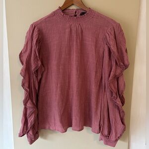 Lofty Manner Pink/ Mauve Ruffle Sleeve Blouse Size Medium